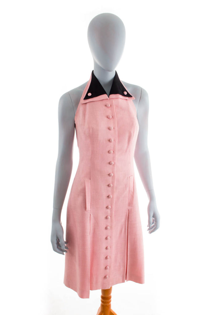 Neckholder Kleid rosa Leinen