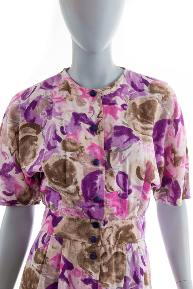 Vintage Sommerkleid bunt Leinenmix