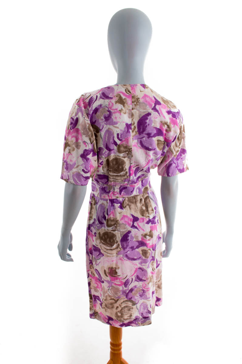Vintage Sommerkleid bunt Leinenmix
