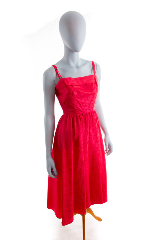 60er Jahre Taftkleid rot