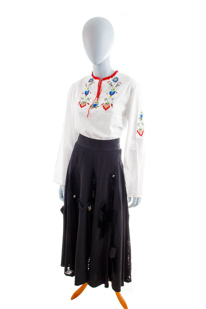 Hippie Rock schwarz Spitze Schleifen Default Title 60er 70er 80er Boho Frau Hippie real-boho Rockabilly S 36-38 schwarz Special vintageberlin.de