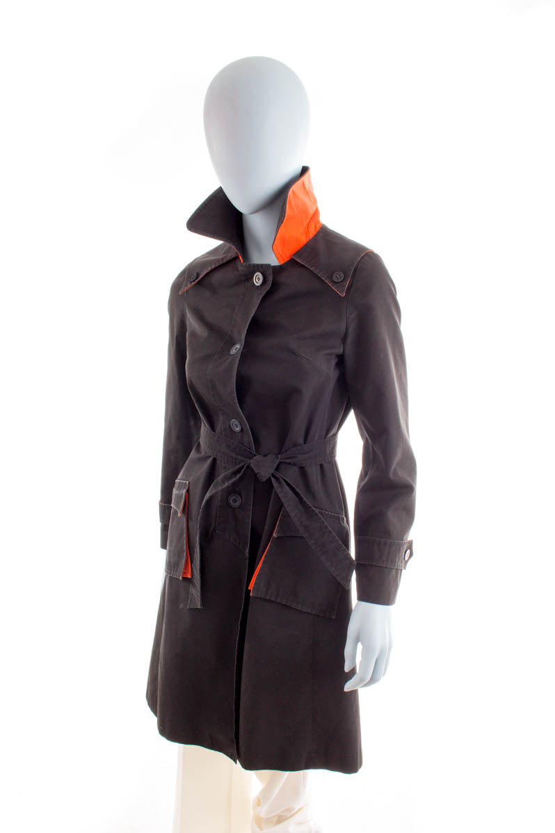 Vintage Trenchcoat schwarz orange