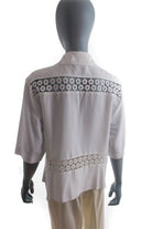 Vintage Bluse weiß Spitzeneinsatz