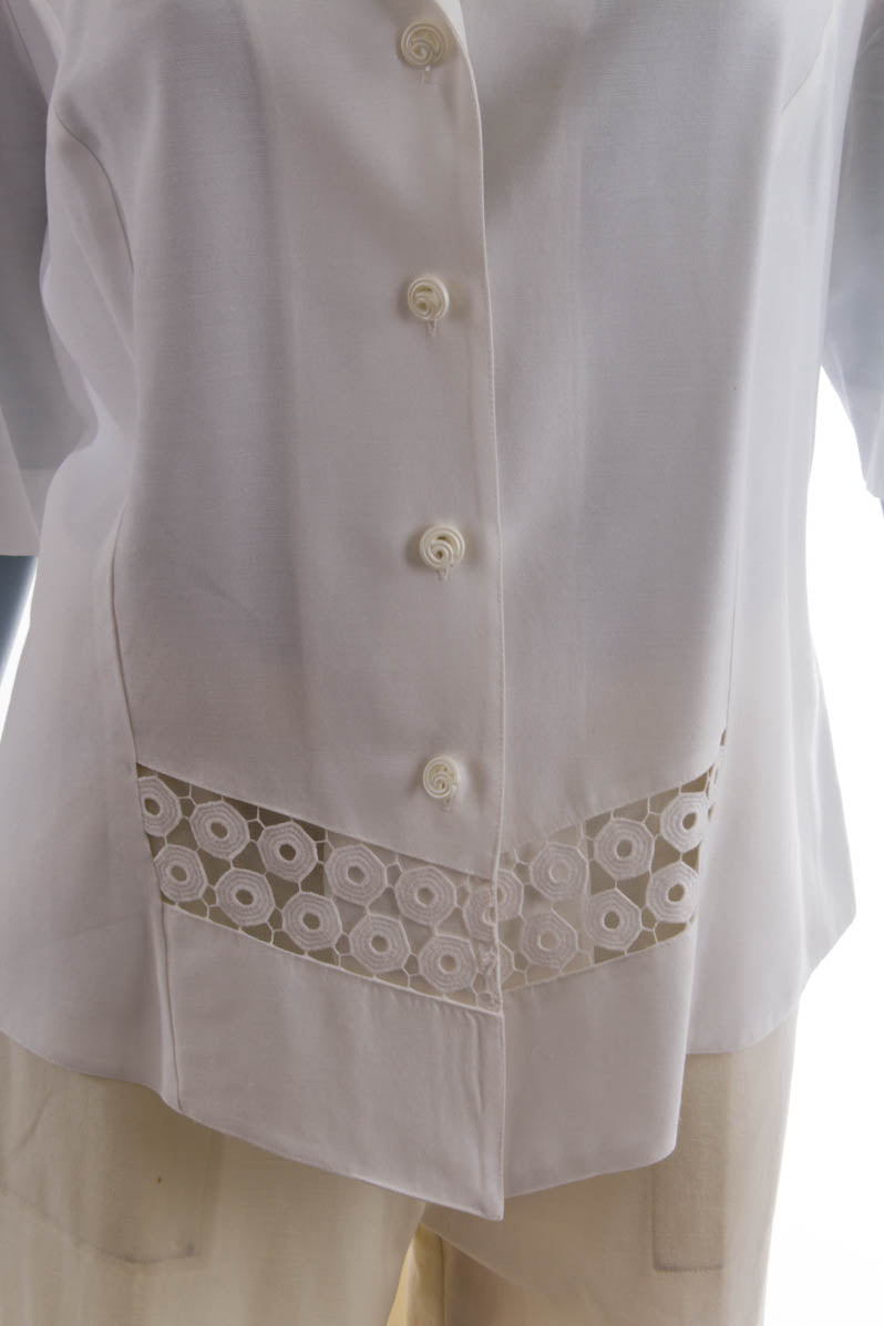 Vintage Bluse weiß Spitzeneinsatz
