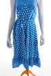 Schürzenkleid blau Baumwolle 70er blau Disco Frau M 40-42 Rockabilly S 36-38 Schlager vintageberlin.de