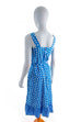 Schürzenkleid blau Baumwolle 70er blau Disco Frau M 40-42 Rockabilly S 36-38 Schlager vintageberlin.de