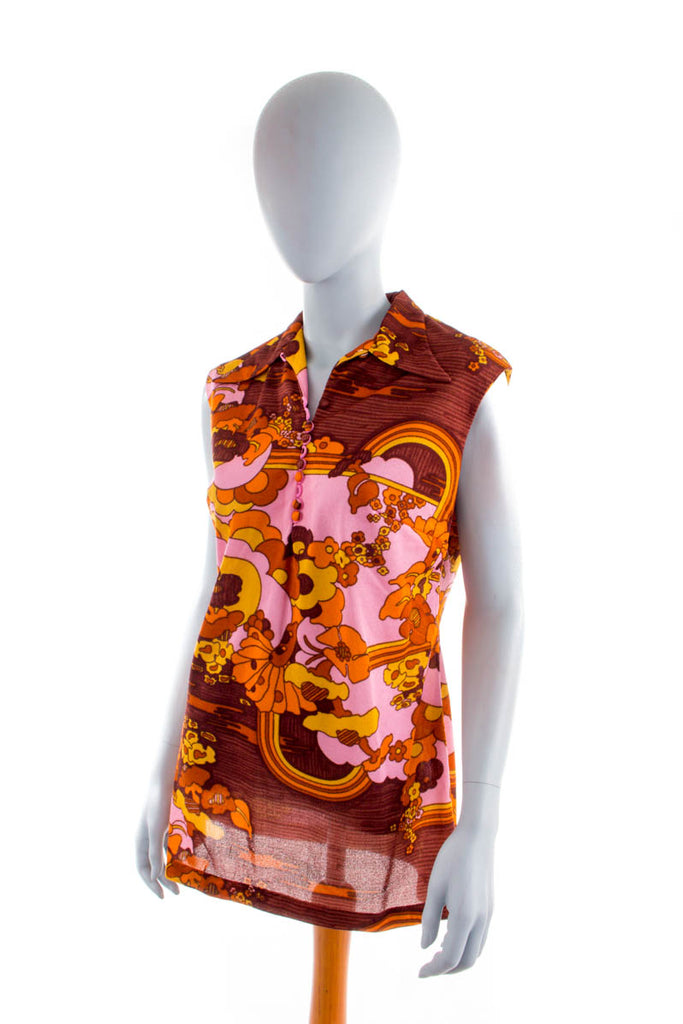schrille Vintage Tunika leuchtend bunt