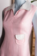 60er Jahre Kleid rosa Leinenlook 60er 70er Disco Frau M 40-42 Mod Rockabilly rosa Schlager vintageberlin.de