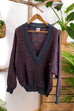 Vintage Strickpulli rot grau TIZIO