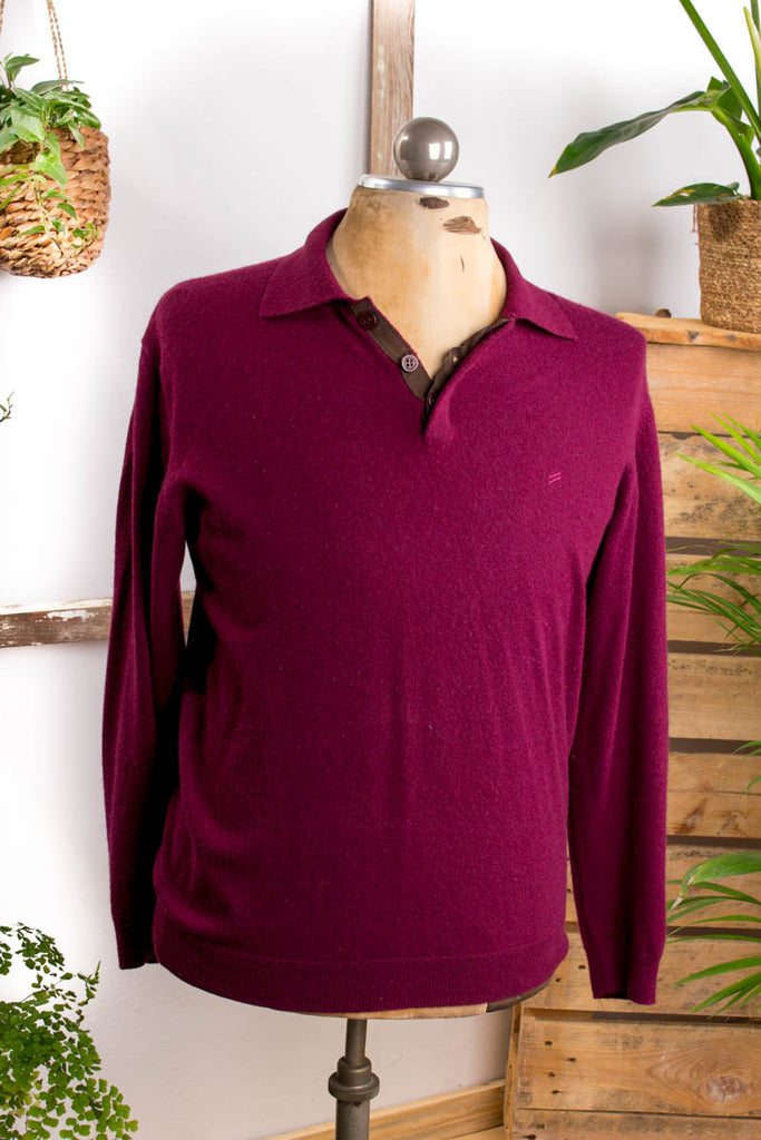 DANIEL HECHTER Merino Pulli weinrot Default Title 90er Dandy M 48-50 Mann Rockabilly rot vintageberlin.de