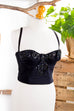 80er Samt Korsage schwarz Default Title 80er 90er Abendmode Disco Frau M 40-42 Rockabilly S 36-38 schwarz vintageberlin.de