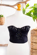 80er Samt Korsage schwarz 80er 90er Abendmode Disco Frau M 40-42 Rockabilly S 36-38 schwarz vintageberlin.de