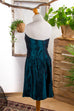 Taft Cocktailkleid petrol 90er Abendmode Disco Frau grün M 40-42 türkis vintageberlin.de