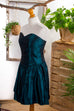 Taft Cocktailkleid petrol 90er Abendmode Disco Frau grün M 40-42 türkis vintageberlin.de
