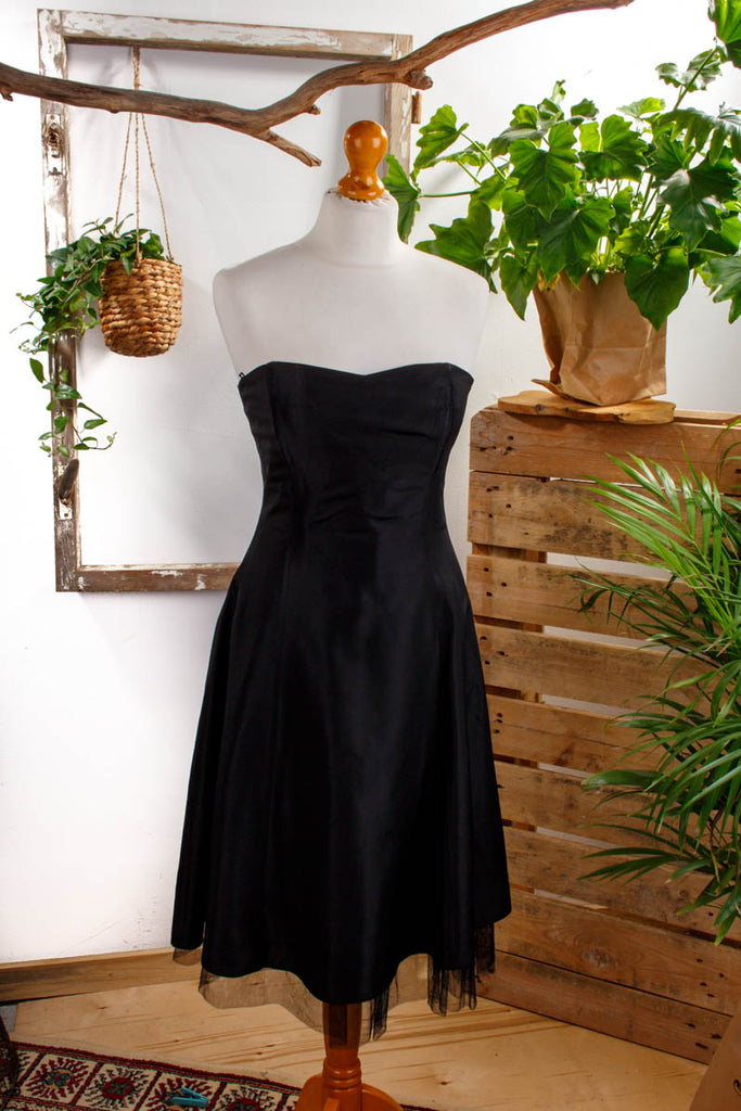 Abendkleid schwarz Taft Default Title 90er Abendmode Frau Rockabilly S 36-38 schwarz vintageberlin.de