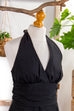 Neckholder Abendkleid schwarz Chiffon 90er Abendmode Disco Frau S 36-38 schwarz vintageberlin.de