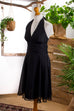 Neckholder Abendkleid schwarz Chiffon 90er Abendmode Disco Frau S 36-38 schwarz vintageberlin.de