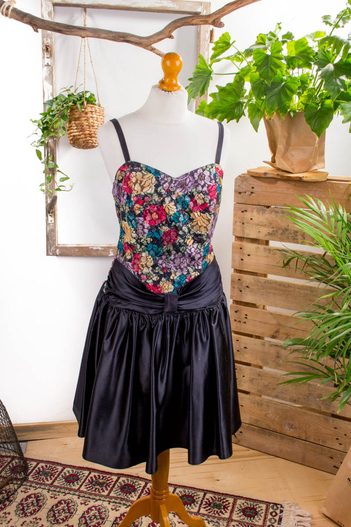 Vintage Partykleid schwarz bunt Default Title 80er 90er bunt Disco Frau L 44-46 Rockabilly schwarz vintageberlin.de