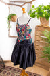 Vintage Partykleid schwarz bunt 80er 90er bunt Disco Frau L 44-46 Rockabilly schwarz vintageberlin.de