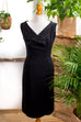 Sexy Etuikleid schwarz Wolle 50er 60er Abendmode Frau Rockabilly S 36-38 schwarz Sekretärin Special vintageberlin.de