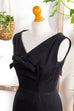Sexy Etuikleid schwarz Wolle 50er 60er Abendmode Frau Rockabilly S 36-38 schwarz Sekretärin Special vintageberlin.de