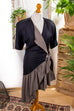 80s Wickelkleid Langjacke Default Title 80er Abendmode Boho Disco Frau grau S 36-38 schwarz vintageberlin.de