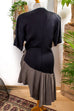 80s Wickelkleid Langjacke 80er Abendmode Boho Disco Frau grau S 36-38 schwarz vintageberlin.de