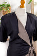 80s Wickelkleid Langjacke 80er Abendmode Boho Disco Frau grau S 36-38 schwarz vintageberlin.de
