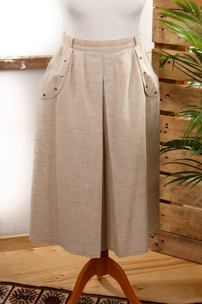 Vintage Rock beige Nieten Default Title 70er 80er beige Boho Disco Frau Rockabilly S 36-38 vintageberlin.de
