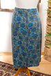 60s Wollrock blau Blumen 60er blau Frau L 44-46 Rockabilly Sekretärin vintageberlin.de