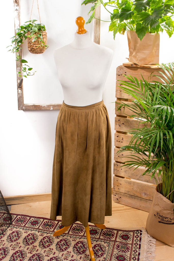 Wildlederrock weit schwingend Default Title 80er 90er Boho braun Frau M 40-42 vintageberlin.de