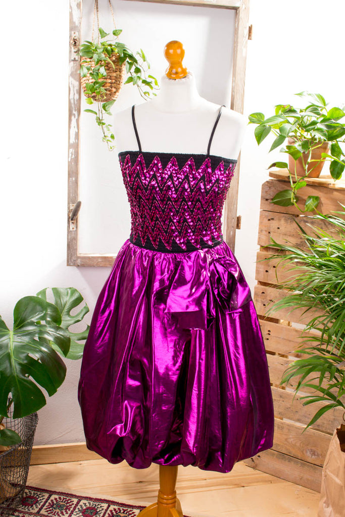 Partykleid pink metallic Default Title 80er 90er Abendmode Disco Frau pink S 36-38 vintageberlin.de