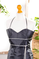 Cocktailkleid schwarz Satin Punkte