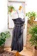 Cocktailkleid schwarz Satin Punkte 90er Abendmode Frau schwarz XS 32-34 vintageberlin.de