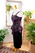 Vintage Abendkleid schwarz Schößchen 80er 90er Abendmode bunt Frau schwarz XS 32-34 vintageberlin.de