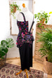 Vintage Abendkleid schwarz Schößchen 80er 90er Abendmode bunt Frau schwarz XS 32-34 vintageberlin.de