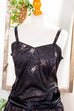 Vintage Discokleid schwarz kupfer 80er 90er Disco Frau L 44-46 M 40-42 schwarz vintageberlin.de