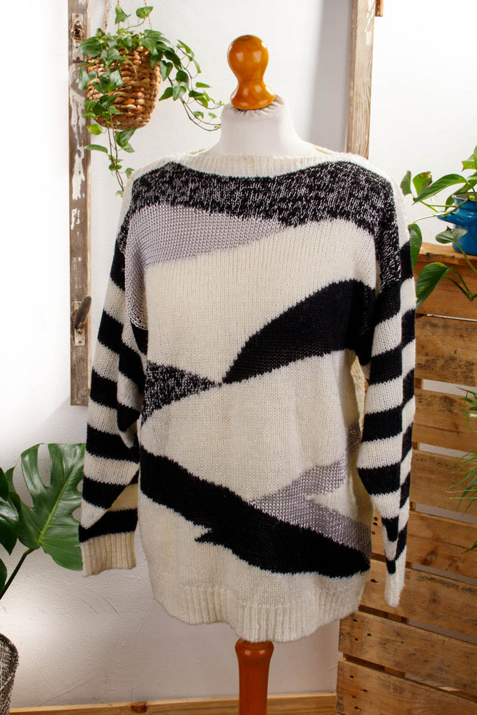 Vintage Pullover schwarz-weiß