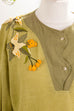 Leinenpulli mit Blumen 90er Frau grün L 44-46 Sekretärin vintageberlin.de