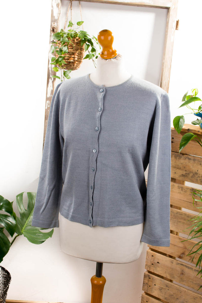 leichte Strickjacke grau Wollmix Default Title Frau grau M 40-42 Rockabilly S 36-38 Sekretärin vintageberlin.de