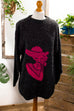 Oversize Pulli grau pink