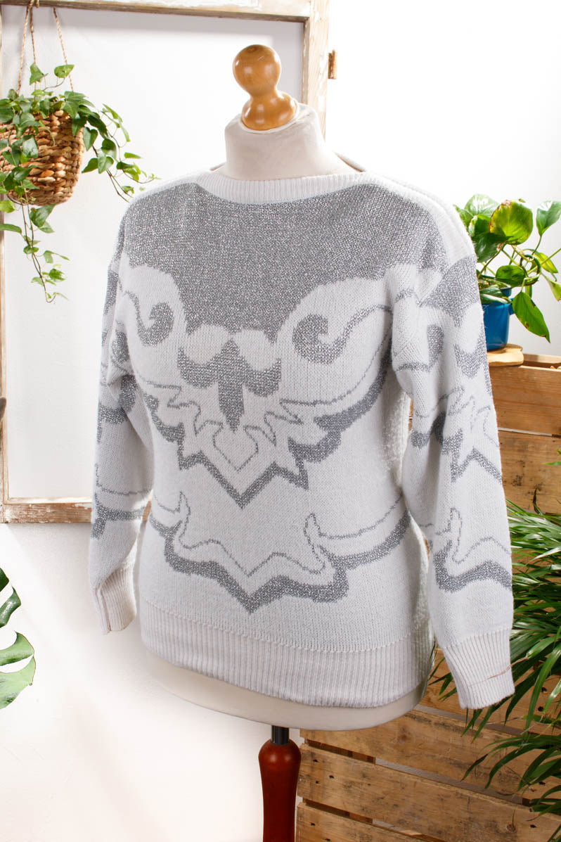 Strickpulli silber Glitzer
