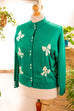 Strickjacke Schleifenmuster Default Title 80er 90er Frau grün L 44-46 M 40-42 Rockabilly Sekretärin vintageberlin.de