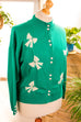 Strickjacke Schleifenmuster 80er 90er Frau grün L 44-46 M 40-42 Rockabilly Sekretärin vintageberlin.de