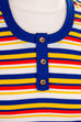 Disco Minikleid Streifen 60er 70er blau bunt Disco Frau Mod Rockabilly S 36-38 Schlager Special vintageberlin.de