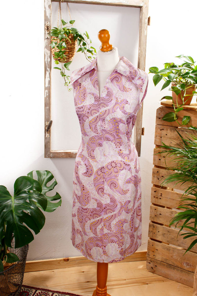70s Disco Kleid lila Paisley Default Title 60er 70er bunt DDR Disco Frau lila M 40-42 Rockabilly S 36-38 Schlager vintageberlin.de