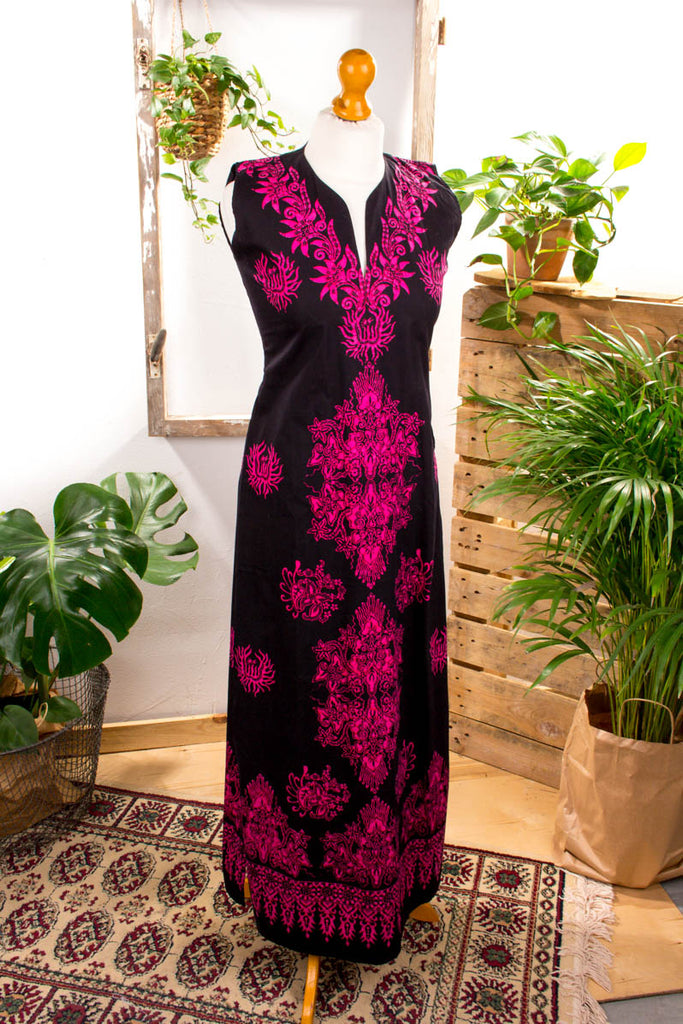 Hippie Maxikleid schwarz pink