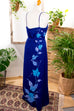 Vintage Sommerkleid blau Blumen 70er 80er Abendmode blau Boho Frau Hippie lila M 40-42 vintageberlin.de
