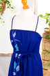 Vintage Sommerkleid blau Blumen 70er 80er Abendmode blau Boho Frau Hippie lila M 40-42 vintageberlin.de