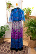 Chiffon Hippiekleid schwarz bunt 70er 80er Abendmode Boho bunt Frau Hippie S 36-38 Schlager vintageberlin.de